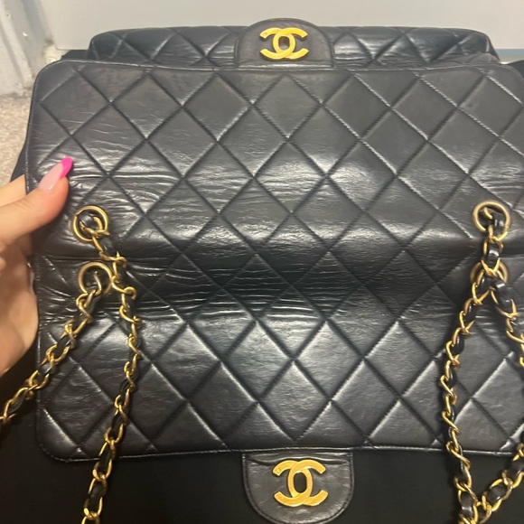 Extremely rare Chanel vintage lambskin two faced double flap bag 18k gold - Picture 6 of 16